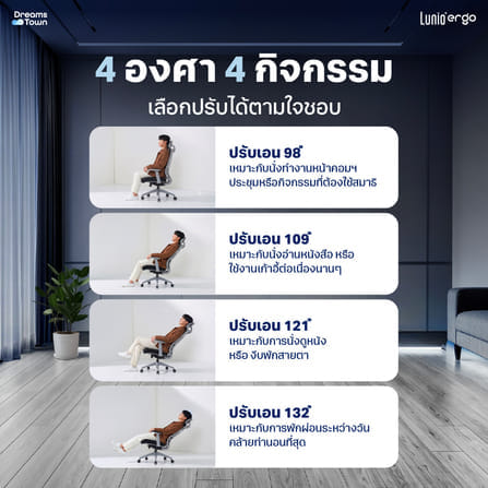 เก้าอี้ทำงาน เพื่อสุขภาพ LUNIO ERGO APOLLO SMART X2 CHAIR BLACK JET สีดำ/เทา_5